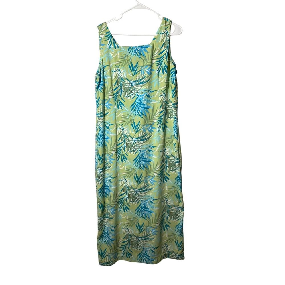 VTG Old Navy Blue and Green Women's Maxi Dress Boho Artsy Beachy sz 14